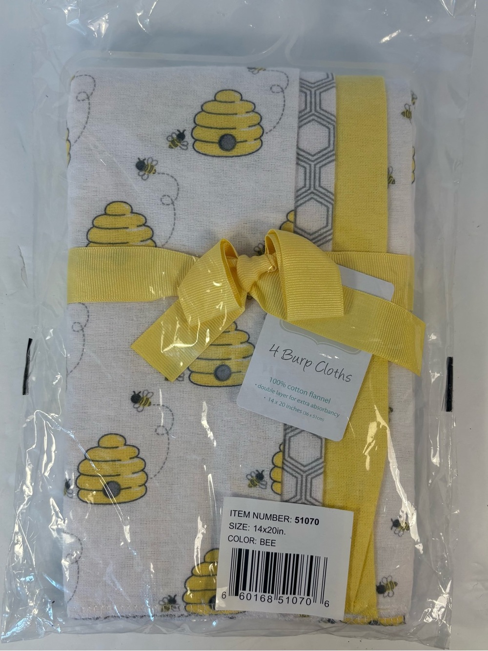 Hudson Baby Cotton Flannel Burp Cloths, Bee